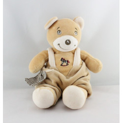 Doudou ours beige salopette cheval à bacule NOUNOURS