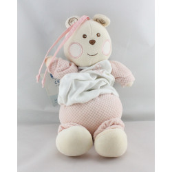 Doudou  musical ours blanc rose B coeur Bébé NOUNOURS