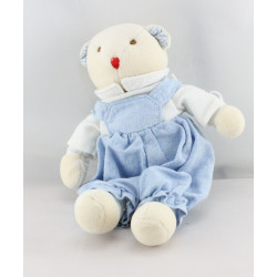 Doudou ours blanc bleu salopette JACADI