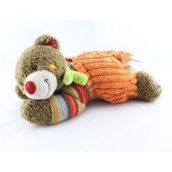 Doudou musical ours marron orange laine NICOTOY 