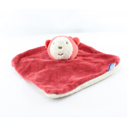 Doudou plat ours rouge beige SUCRE D'ORGE 