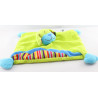 Doudou plat chien vert bleu rayé CP INTERNATIONAL