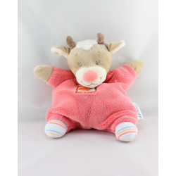 Doudou semi plat vache beige rose les Zamis NATTOU