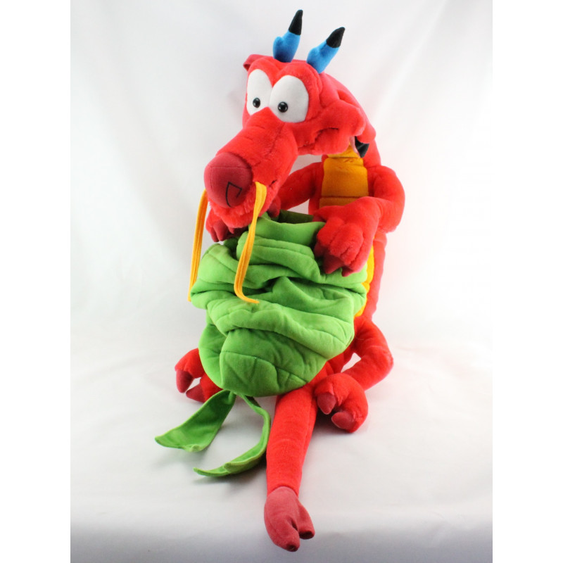 Grande Peluche dragon rouge Mushu Mulan avec sac Disney Jemini 
