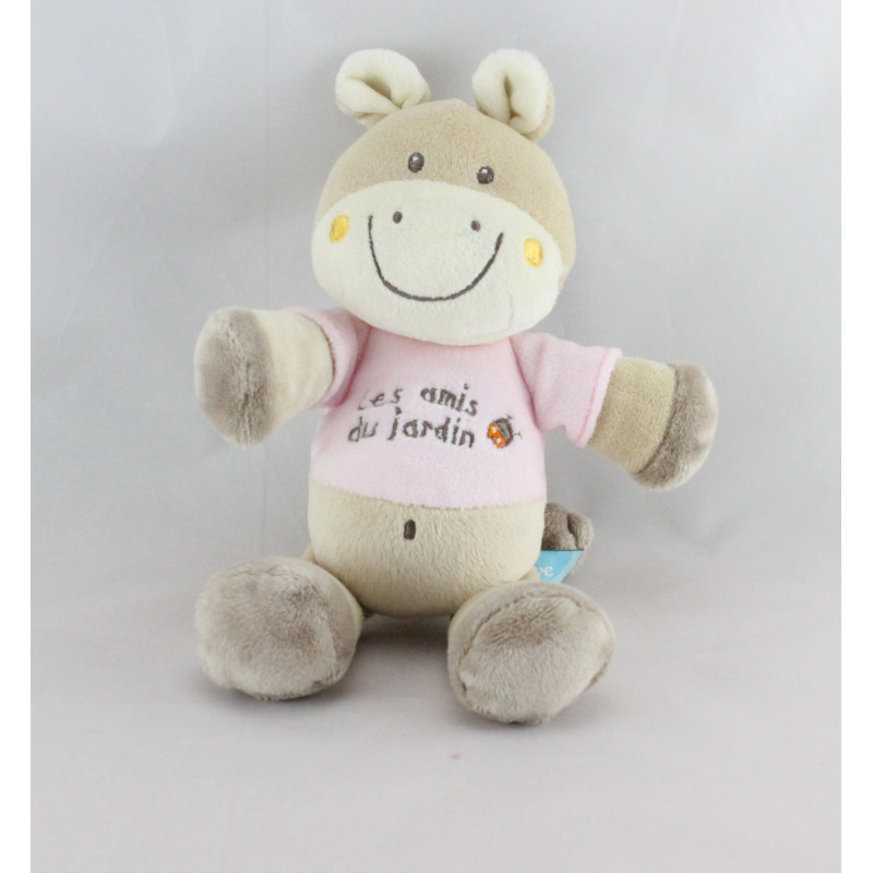 Doudou cheval rose les amis du jardin BEBEREVE