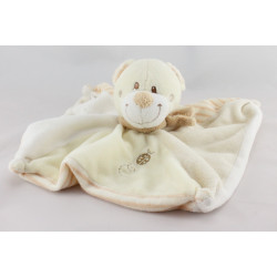 Doudou plat ours écru beige rayé coccinelle NICOTOY