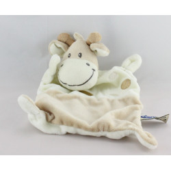 Doudou plat vache blanche beige MOTS D'ENFANTS