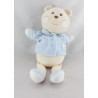 Doudou ours blanc bleu B coeur Bébé NOUNOURS