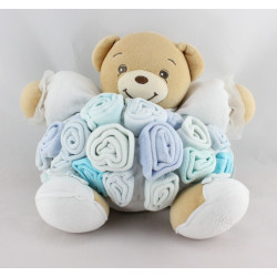 Doudou ours bouquet de roses bleu blanc KALOO 
