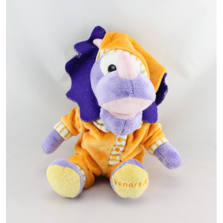 Doudou peluche Dinosaure violet pyjama orange vendredi CORA
