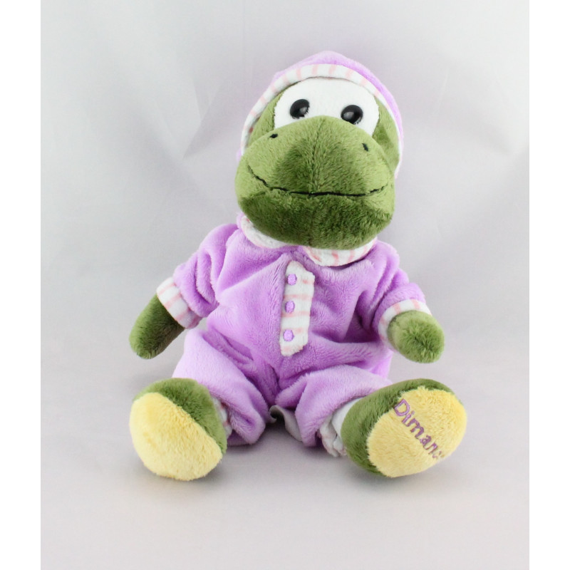 Doudou peluche Dinosaure vert pyjama rose Dimanche CORA