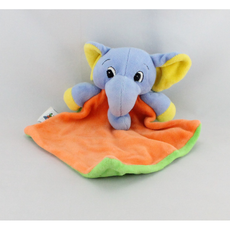 Doudou plat éléphant bleu orange vert ANNA CLUB PLUSH