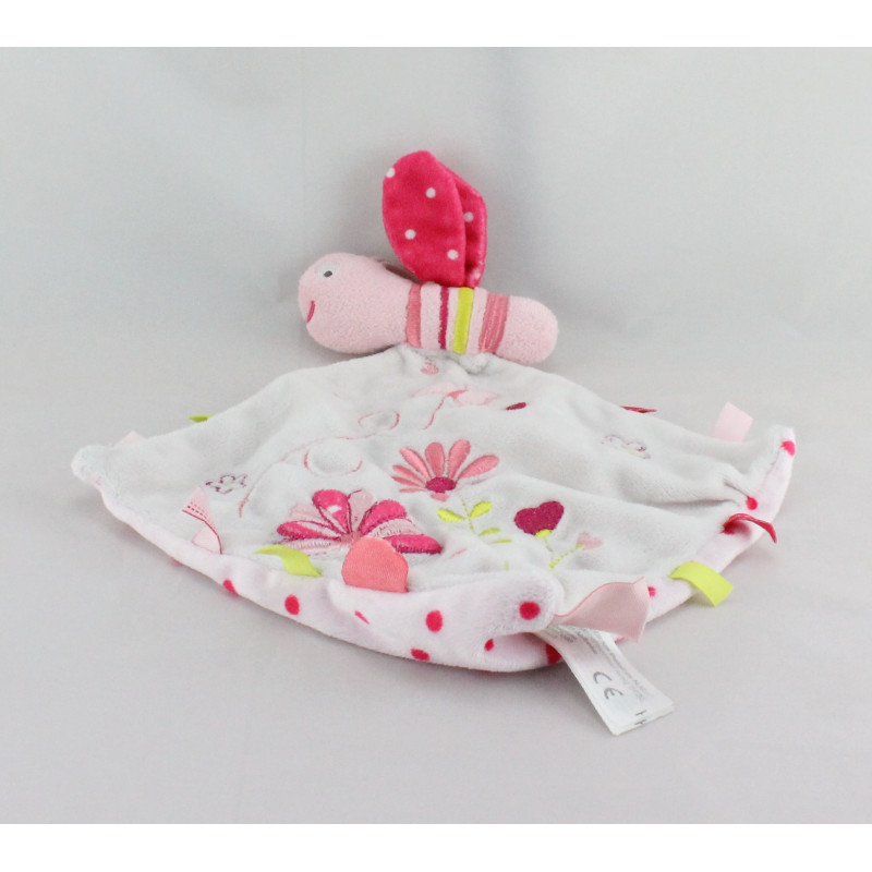 Doudou  plat papillon rose blanc fleurs SIMBA KIABI NICOTOY