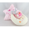 Doudou musical étoile souris blanc rose sur lune GIPSY