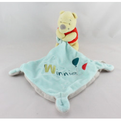 Doudou Winnie l'ourson mouchoir bleu gris ballon DISNEY BABY