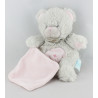 Doudou ours blanc mouchoir mauve BABY NAT