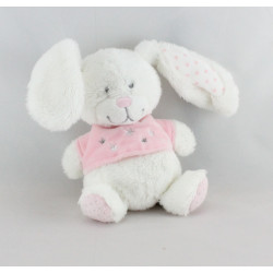Doudou lapin blanc rose étoiles TEX