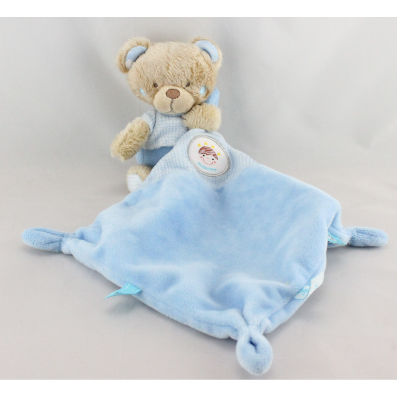 Doudou ours mouchoir bleu Rocket Boy TEX