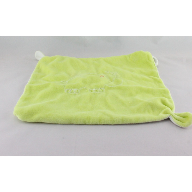 Doudou plat carré vert  CORA