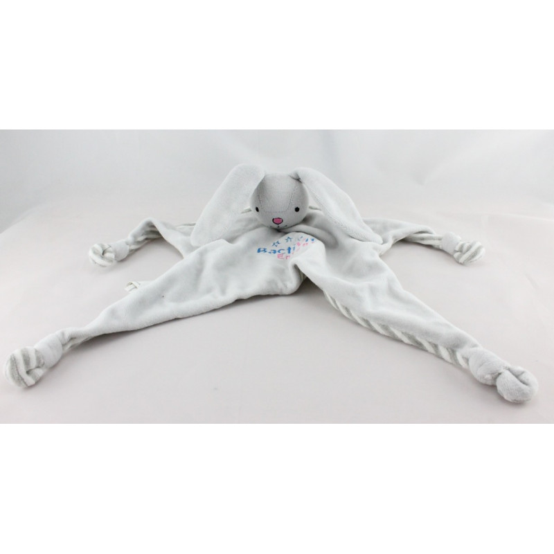 Doudou plat lapin gris rayé Bactivit Enfant LABORATOIRE LESCUYER