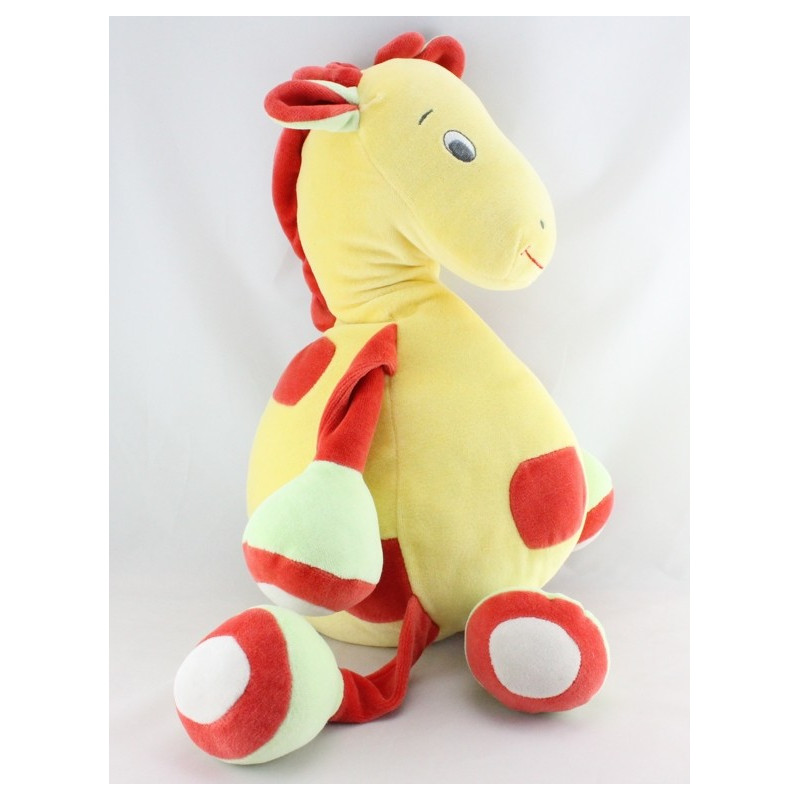 Doudou range pyjama girafe jaune rouge vert SUCRE D'ORGE