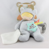 Doudou poupée déguisé en chat gris mouchoir BABY NAT 