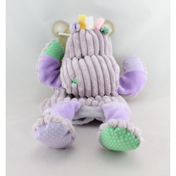 Doudou plat marionnette côtelées hippopotame mauve BABY NAT