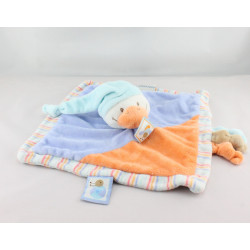 Doudou plat carré canard bleu orange NATTOU