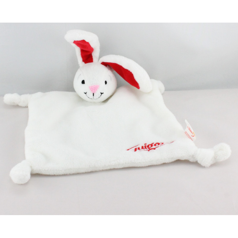 Doudou plat lapin blanc rouge GUIGOZ 2