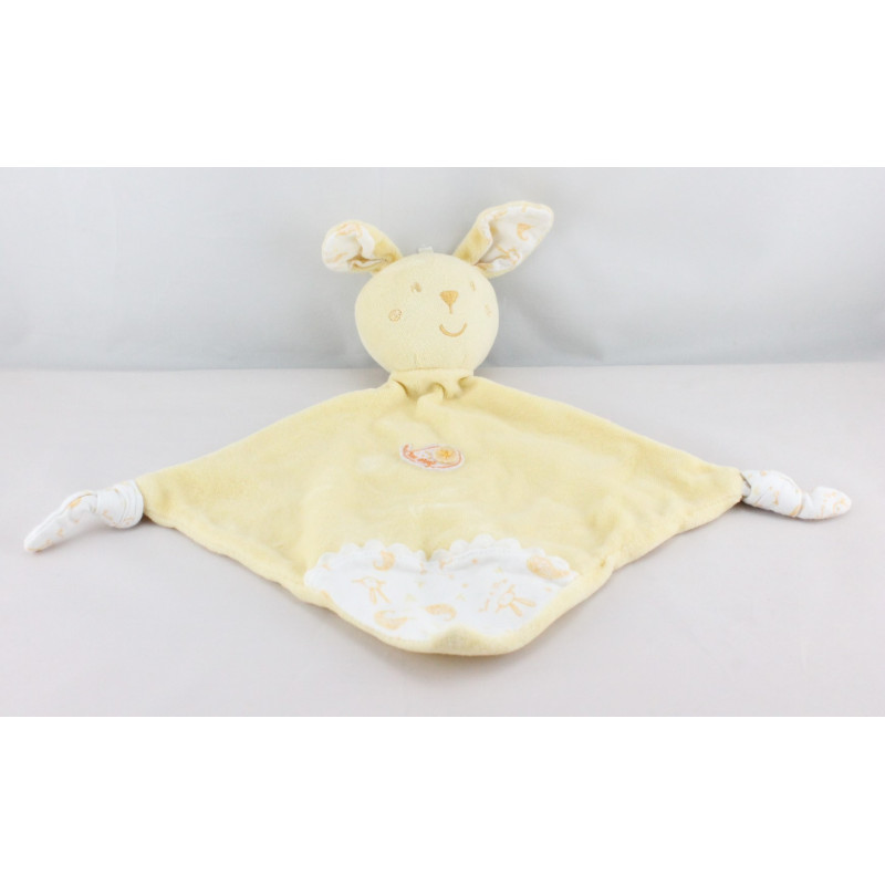 Doudou plat lapin jaune SUCRE D'ORGE