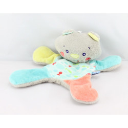 Doudou plat chat bleu poissons SUCRE D'ORGE 