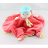 Doudou plat reversible poupée garçon rouge jaune NOUNOURS