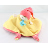 Doudou plat reversible poupée garçon rouge jaune NOUNOURS