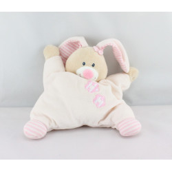 Doudou semi plat lapin rose fleurs BOUT'CHOU BOUTCHOU