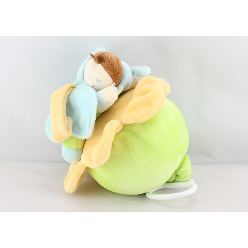 Doudou musical garçon papillon bleu sur fleur NICOTOY