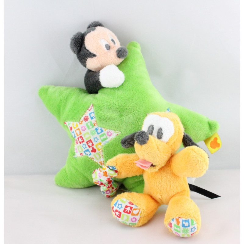 Doudou musical étoile verte Mickey et Pluto DISNEY BABY