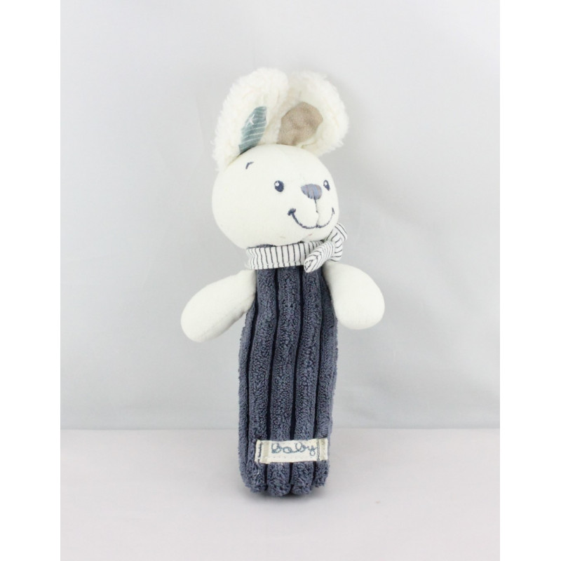 Doudou baton pouet lapin bleu marine NICOTOY 