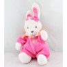 Doudou lapin combinaison rose orange hibou TEX