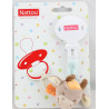 Attache tétine doudou vache beige orange NATTOU