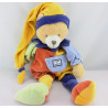 Doudou et compagnie Ours arlequin bleu vert orange 