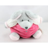 Doudou boule souris grise rose coeurs OBAIBI 