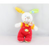 Doudou lapin rouge orange NICOTOY 18 cm 