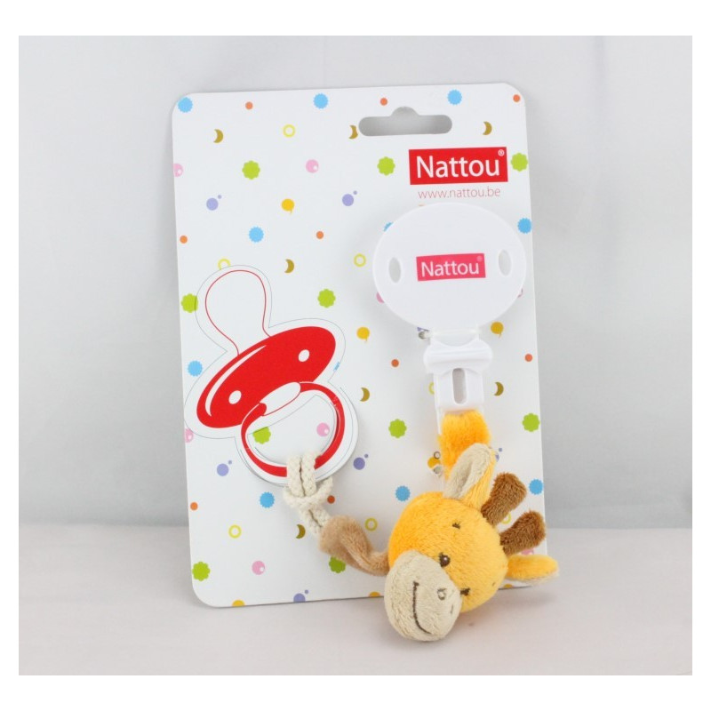 Attache tétine doudou girafe orange NATTOU