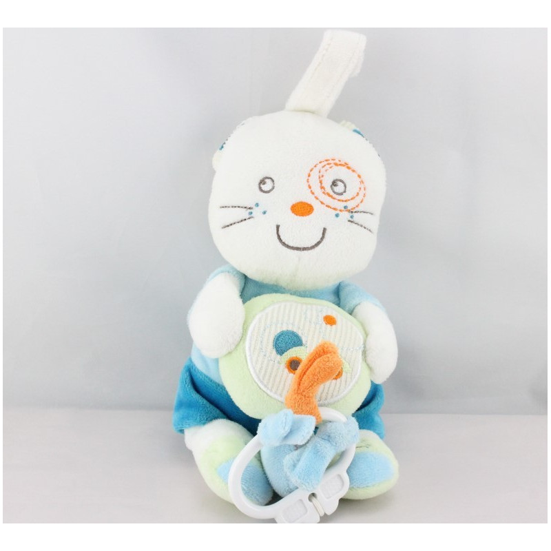 Doudou musical chat bleu vert voiture NICOTOY KIABI