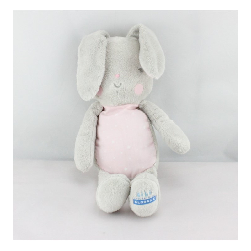 Doudou Lapin gris rose étoiles KLORANE