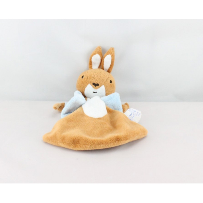 Doudou plat Lapin marron gilet bleu PICOT