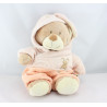 Doudou ours déguisé en lapin rose saumon NICOTOY 