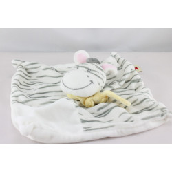 Doudou plat zébre blanc gris NICOTOY