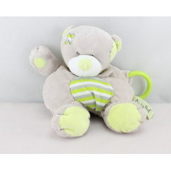 Doudou ours gris vert anneau BABY NAT