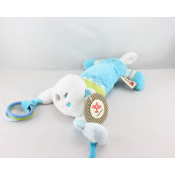 Doudou eveil chat blanc bleu vert pois NICOTOY